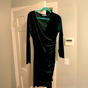Women’s Green Velvet Long Sleeve Dress